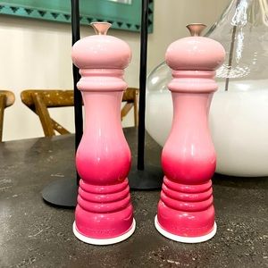Pink Le Creuset Salt Pepper Mill Set with covers